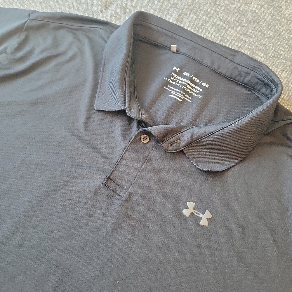 Under‎ Armour Polo Shirt Men's 4XL Black Loose Heatgear Performance Golf Stretch